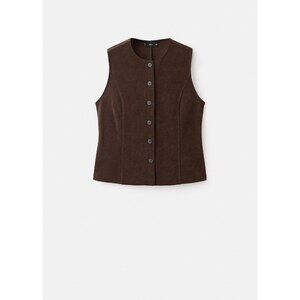 MANGO - Corduroy suit vest brown - S - Woman
